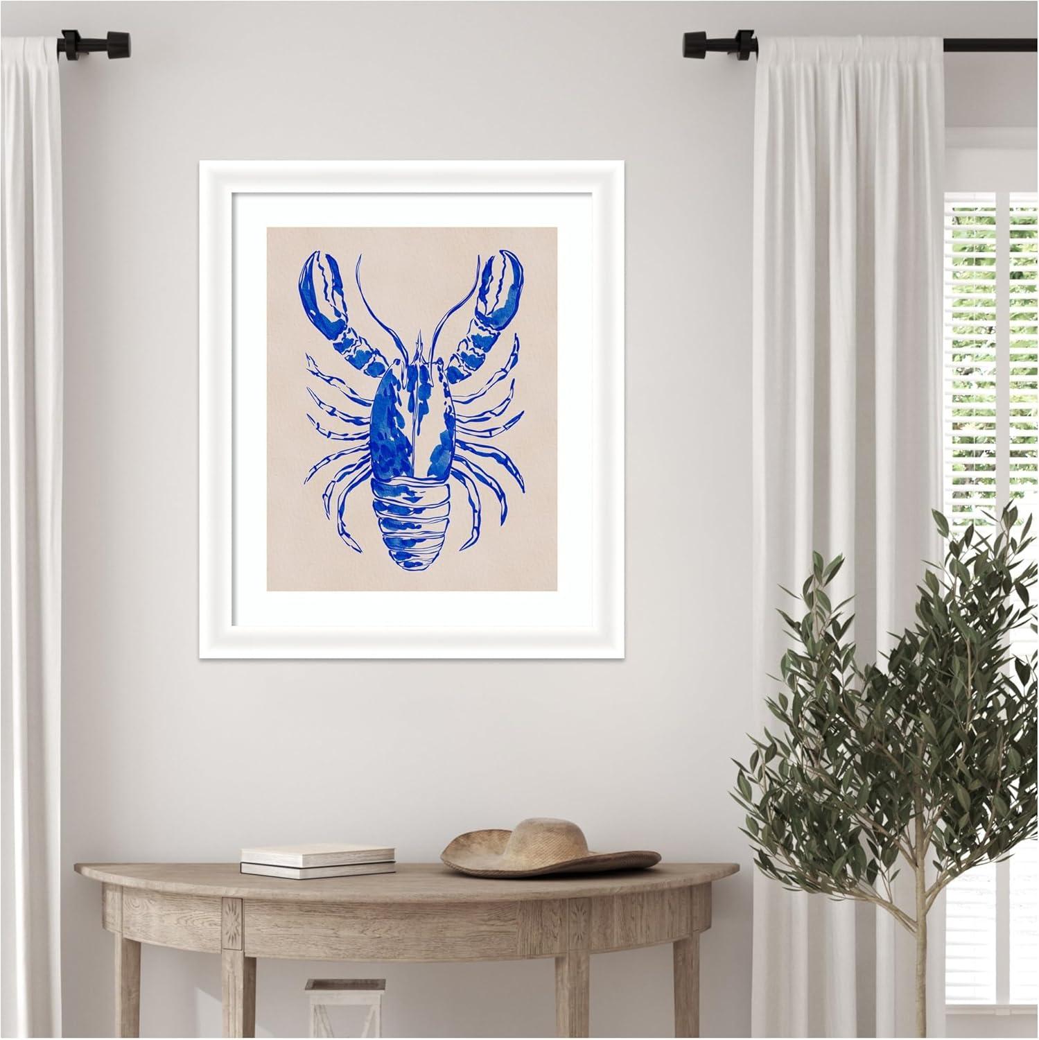 imageKate and Laurel Framed Wall Art Print Lobster by Nikita Jariwala 35 x 43 Oliver White Narrow Frame Coastal Animals Beach Art for Wall Decor27L x 23W