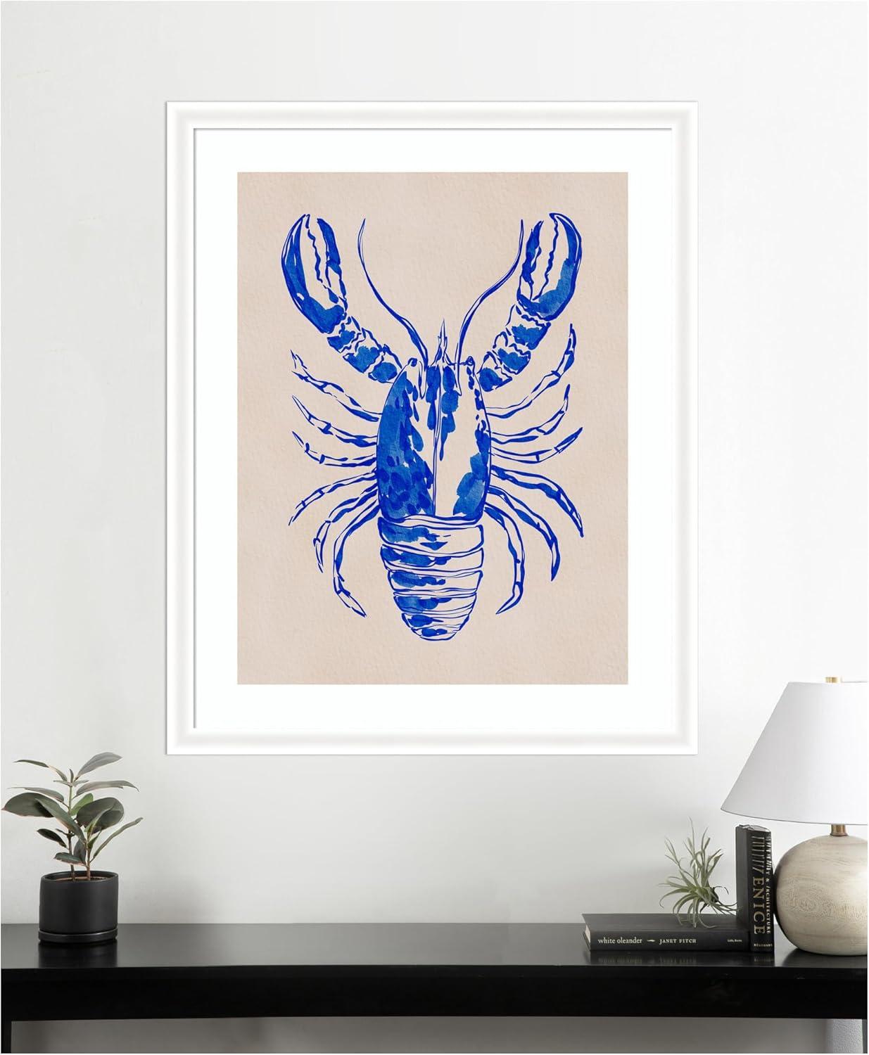 imageKate and Laurel Framed Wall Art Print Lobster by Nikita Jariwala 35 x 43 Oliver White Narrow Frame Coastal Animals Beach Art for Wall Decor43L x 35W