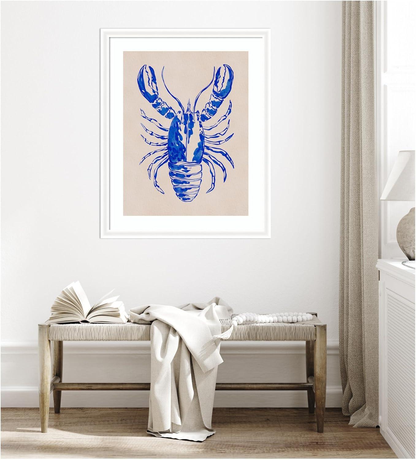 imageKate and Laurel Framed Wall Art Print Lobster by Nikita Jariwala 35 x 43 Oliver White Narrow Frame Coastal Animals Beach Art for Wall Decor43L x 35W