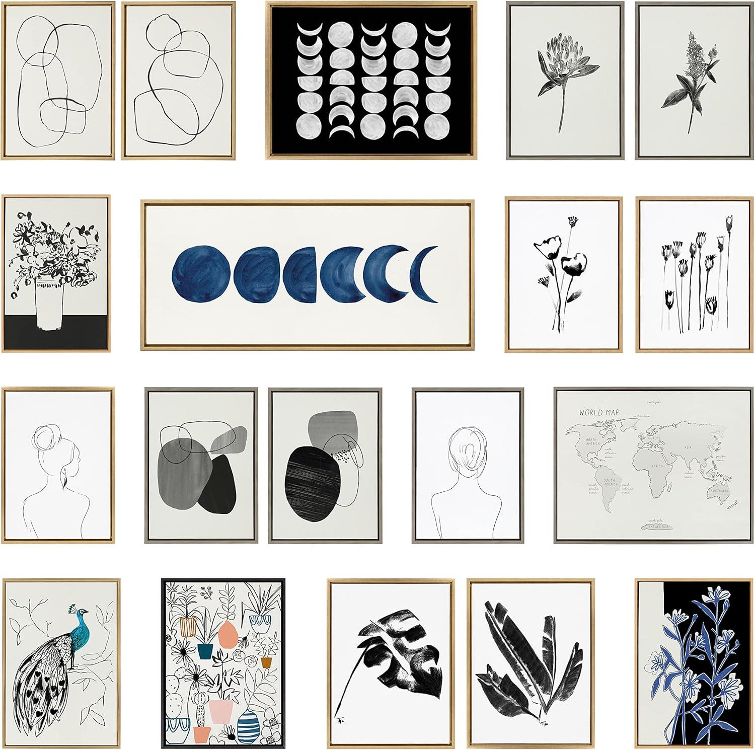 imageKate and Laurel Sylvie 1013 Brontosaurus and 1013 Triceratops Framed Canvas Wall Art Set by Teju Reval of SnazzyHues 2 Piece 18x24 White Fun Dinosaur Animal Art for Wall