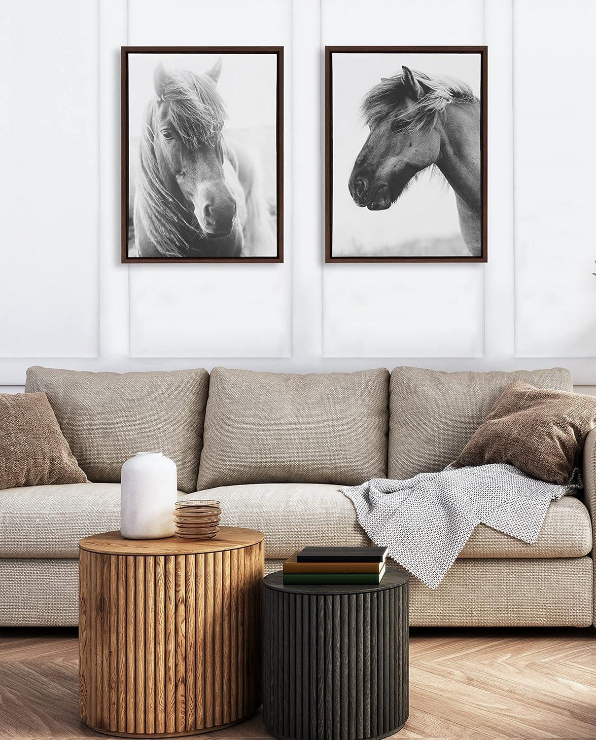 imageKate and Laurel Sylvie Benevolence and Indomitable Framed Canvas Wall Art Set by Alicia Abla 2 Piece 18x24 Walnut Brown Decorative Horse Art for Wall