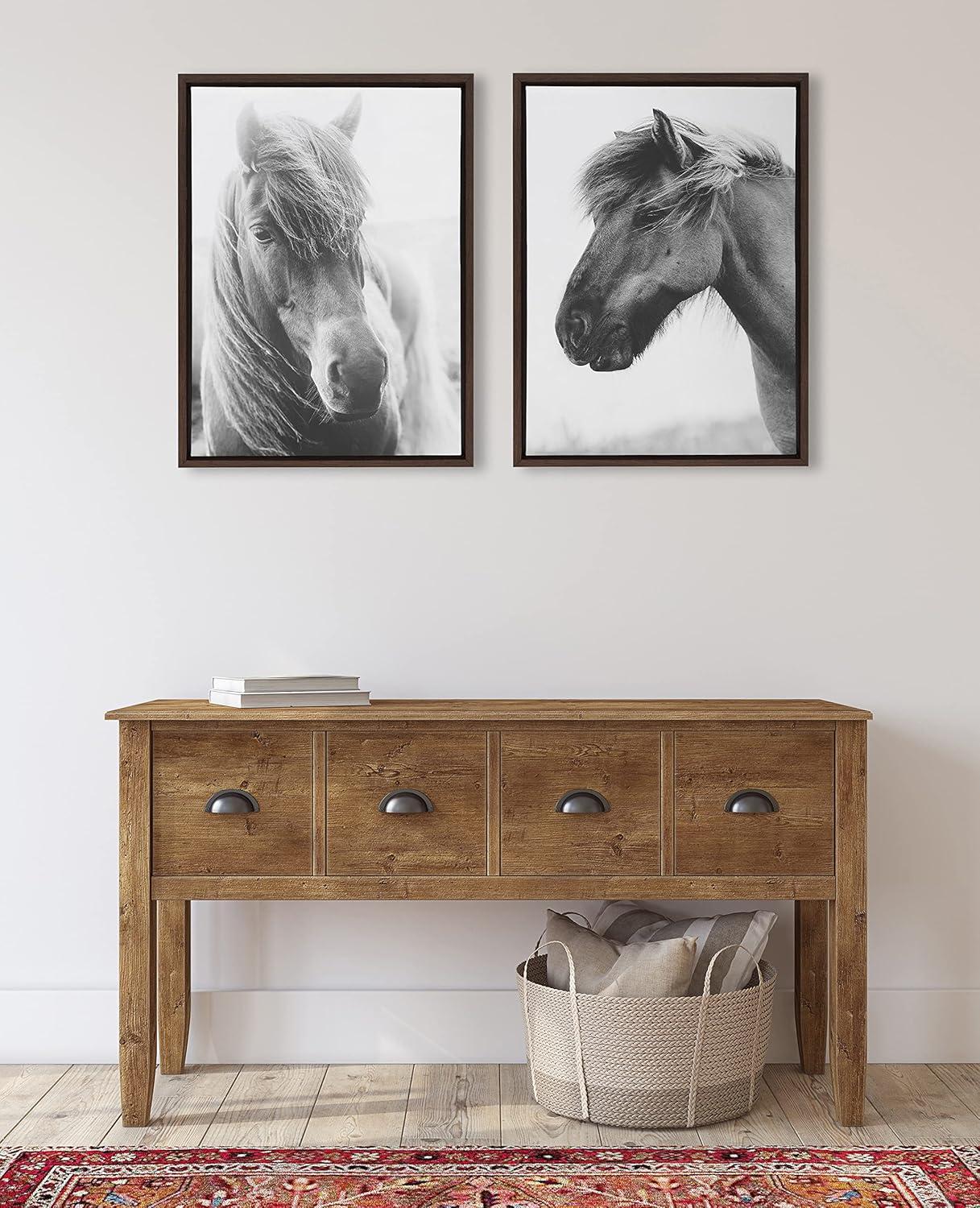 imageKate and Laurel Sylvie Benevolence and Indomitable Framed Canvas Wall Art Set by Alicia Abla 2 Piece 18x24 Walnut Brown Decorative Horse Art for Wall