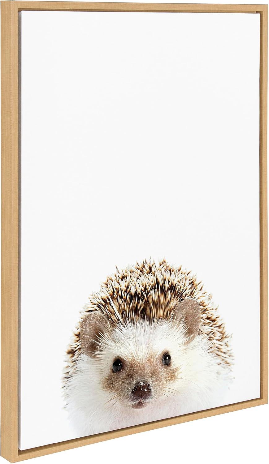 imageKate and Laurel Sylvie Hedgehog Hedgehog Donuts and Hedgehog Pineapple Framed Canvas Wall Art Set by Amy Peterson Art Studio 3 Piece Set Natural Cute Animal Art for Wall