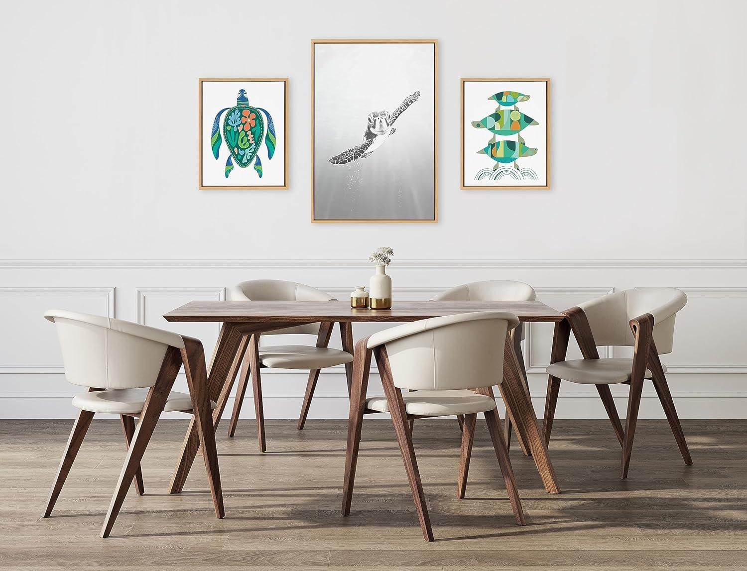 imageKate and Laurel Sylvie Sea Turtle Turtle Family and MCM Sea Turtle Framed Canvas Wall Art Set by Various Artists 3 Piece Set Natural Colorful Turtle Art for Gallery Wall