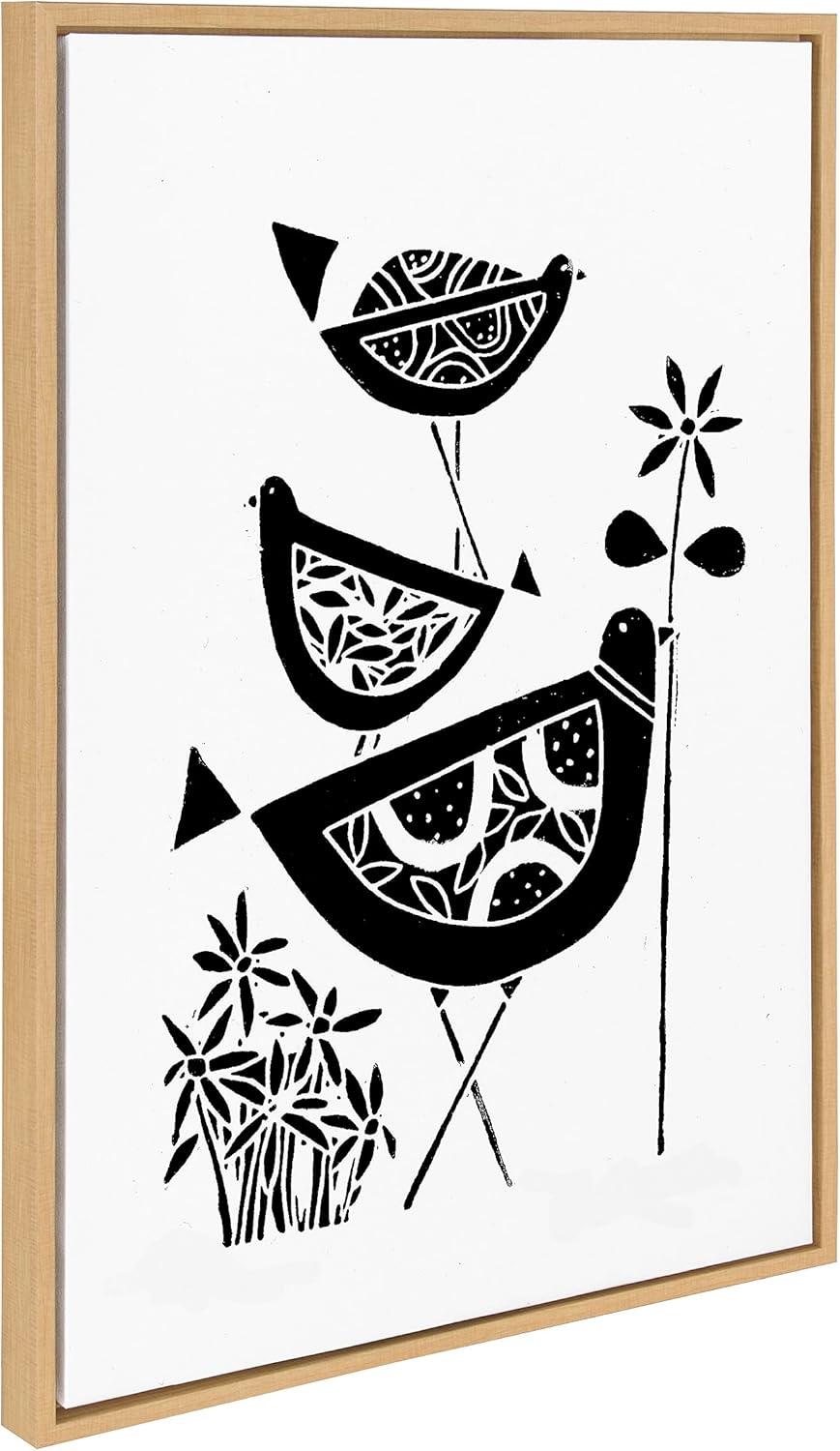 imageKate and Laurel Sylvie Trio Linocut Love Tree Linocut and Over the Cloud Linocut Framed Canvas Wall Art Set by Giuliana Lazzerini 3 Piece Set Natural Black and White Natural Art for Gallery Wall