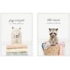 imageKate and Laurel Alpaca Fluff Fold and Racoon Little Rascal Laundry Set of 2 18x24 Framed Canvas Wall Art Set by Amy Peterson Sylvie White Whimsical Animals Humor Animals Laundry Art for Wall