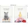 imageKate and Laurel Cat Laundry Goals and Ducky Gentle Cycle Set of 2 18x24 Framed Canvas Wall Art Set by Amy Peterson Sylvie White Whimsical Animals Humor Humor Animals Art for Wall Decor