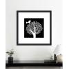 imageKate and Laurel Framed Wall Art Print Black and White Bird Tree Linocut by Giuliana Lazzerini Lazzerini 35 x 35 Oliver Black Narrow Frame Modern Contemporary Animals Nature Art for Wall Decor35L x 35W