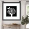 imageKate and Laurel Framed Wall Art Print Black and White Bird Tree Linocut by Giuliana Lazzerini Lazzerini 35 x 35 Oliver Black Narrow Frame Modern Contemporary Animals Nature Art for Wall Decor35L x 35W