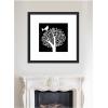 imageKate and Laurel Framed Wall Art Print Black and White Bird Tree Linocut by Giuliana Lazzerini Lazzerini 35 x 35 Oliver Black Narrow Frame Modern Contemporary Animals Nature Art for Wall Decor35L x 35W