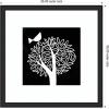 imageKate and Laurel Framed Wall Art Print Black and White Bird Tree Linocut by Giuliana Lazzerini Lazzerini 35 x 35 Oliver Black Narrow Frame Modern Contemporary Animals Nature Art for Wall Decor35L x 35W