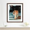 imageKate and Laurel Framed Wall Art Print Tiger in the City at Night 2 by Michael Schauer 34 x 42 Florence Medium Brown Frame Industrial Urban Animals Cityscapes Art for Wall Decor26L x 22W