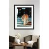 imageKate and Laurel Framed Wall Art Print Tiger in the City at Night 2 by Michael Schauer 34 x 42 Florence Medium Brown Frame Industrial Urban Animals Cityscapes Art for Wall Decor43L x 35W