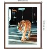 imageKate and Laurel Framed Wall Art Print Tiger in the City at Night 2 by Michael Schauer 34 x 42 Florence Medium Brown Frame Industrial Urban Animals Cityscapes Art for Wall Decor42L x 34W