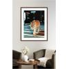 imageKate and Laurel Framed Wall Art Print Tiger in the City at Night 2 by Michael Schauer 34 x 42 Florence Medium Brown Frame Industrial Urban Animals Cityscapes Art for Wall Decor42L x 34W