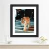 imageKate and Laurel Framed Wall Art Print Tiger in the City at Night 2 by Michael Schauer 34 x 42 Florence Medium Brown Frame Industrial Urban Animals Cityscapes Art for Wall Decor27L x 23W