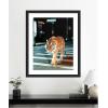 imageKate and Laurel Framed Wall Art Print Tiger in the City at Night 2 by Michael Schauer 34 x 42 Florence Medium Brown Frame Industrial Urban Animals Cityscapes Art for Wall Decor43L x 35W