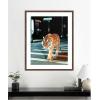 imageKate and Laurel Framed Wall Art Print Tiger in the City at Night 2 by Michael Schauer 34 x 42 Florence Medium Brown Frame Industrial Urban Animals Cityscapes Art for Wall Decor42L x 34W