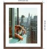 imageKate and Laurel Framed Wall Art Print Urban Tiger Overlooking Manhattan by Michael Schauer 35 x 43 Oliver Black Narrow Frame Industrial Urban Animals Cityscapes Art for Wall Decor26L x 22W