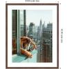 imageKate and Laurel Framed Wall Art Print Urban Tiger Overlooking Manhattan by Michael Schauer 35 x 43 Oliver Black Narrow Frame Industrial Urban Animals Cityscapes Art for Wall Decor42L x 34W
