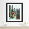 imageKate and Laurel Framed Wall Art Print Urban Tiger Overlooking Manhattan by Michael Schauer 35 x 43 Oliver Black Narrow Frame Industrial Urban Animals Cityscapes Art for Wall Decor27L x 23W