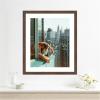 imageKate and Laurel Framed Wall Art Print Urban Tiger Overlooking Manhattan by Michael Schauer 35 x 43 Oliver Black Narrow Frame Industrial Urban Animals Cityscapes Art for Wall Decor26L x 22W