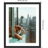 imageKate and Laurel Framed Wall Art Print Urban Tiger Overlooking Manhattan by Michael Schauer 35 x 43 Oliver Black Narrow Frame Industrial Urban Animals Cityscapes Art for Wall Decor43L x 35W