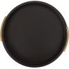imageKate and Laurel Halsey Decorative Wooden Round Tray with Polished Metal Handles 16 Inch Diameter Black and Gold Modern Glam Wood Circle Serving Tray for Use as Ottoman or Coffee Table DecorBlackGold