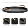imageKate and Laurel Halsey Decorative Wooden Round Tray with Polished Metal Handles 16 Inch Diameter Black and Gold Modern Glam Wood Circle Serving Tray for Use as Ottoman or Coffee Table DecorBlackGold