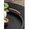 imageKate and Laurel Halsey Decorative Wooden Round Tray with Polished Metal Handles 16 Inch Diameter Black and Gold Modern Glam Wood Circle Serving Tray for Use as Ottoman or Coffee Table DecorBlackGold