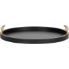 imageKate and Laurel Halsey Decorative Wooden Round Tray with Polished Metal Handles 16 Inch Diameter Black and Gold Modern Glam Wood Circle Serving Tray for Use as Ottoman or Coffee Table DecorBlackGold