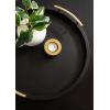 imageKate and Laurel Halsey Decorative Wooden Round Tray with Polished Metal Handles 16 Inch Diameter Black and Gold Modern Glam Wood Circle Serving Tray for Use as Ottoman or Coffee Table DecorBlackGold