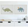 imageKate and Laurel Sylvie 1013 Brontosaurus and 1013 Triceratops Framed Canvas Wall Art Set by Teju Reval of SnazzyHues 2 Piece 18x24 White Fun Dinosaur Animal Art for Wall