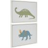 imageKate and Laurel Sylvie 1013 Brontosaurus and 1013 Triceratops Framed Canvas Wall Art Set by Teju Reval of SnazzyHues 2 Piece 18x24 White Fun Dinosaur Animal Art for Wall