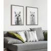 imageKate and Laurel Sylvie Alpaca Portrait and Hairy Alpaca Framed Canvas Wall Art by Simon Te of Tai Prints 18x24 Gray Adorable Animal Art Decor