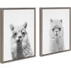 imageKate and Laurel Sylvie Alpaca Portrait and Hairy Alpaca Framed Canvas Wall Art by Simon Te of Tai Prints 18x24 Gray Adorable Animal Art Decor