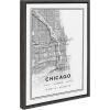 imageKate and Laurel Sylvie Chicago Modern Map Framed Canvas Wall Art by Jake Goossen 18x24 Gray Decorative Map Art for Wall