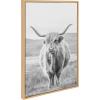 imageKate and Laurel Sylvie Herd of Highland Cows BW Left and Right and Highland Cow Mountain Landscape Framed Canvas Wall Art Set by The Creative Bunch Studio 3 Piece Set Natural Farm Animal Art