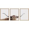 imageKate and Laurel Sylvie Texas Longhorn 1 2 and 3 Framed Canvas Wall Art Set by The Creative Bunch Studio 3 Piece Set 18x24 Natural Rustic Animal Wall Art Set