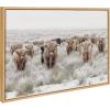imageKate and Laurel Sylvie Texas Longhorn Highland Cow Portrait Close and Herd of Highland Cows Framed Canvas Wall Art Set by The Creative Bunch Studio 3 Piece Set Natural Farm Animal Cow Art for Wall
