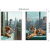 imageKate and Laurel Urban Tigers in New York Set of 2 18x24 Framed Canvas Wall Art Set by Michael Schauer Sylvie White Industrial Urban Animals Cityscapes Art for Wall Decor Living Room Bedroom