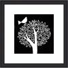 imageKate and Laurel Framed Wall Art Print Black and White Bird Tree Linocut by Giuliana Lazzerini Lazzerini 35 x 35 Oliver Black Narrow Frame Modern Contemporary Animals Nature Art for Wall Decor27L x 27W