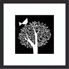 imageKate and Laurel Framed Wall Art Print Black and White Bird Tree Linocut by Giuliana Lazzerini Lazzerini 35 x 35 Oliver Black Narrow Frame Modern Contemporary Animals Nature Art for Wall Decor35L x 35W
