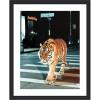 imageKate and Laurel Framed Wall Art Print Tiger in the City at Night 2 by Michael Schauer 34 x 42 Florence Medium Brown Frame Industrial Urban Animals Cityscapes Art for Wall Decor43L x 35W