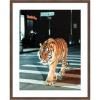 imageKate and Laurel Framed Wall Art Print Tiger in the City at Night 2 by Michael Schauer 34 x 42 Florence Medium Brown Frame Industrial Urban Animals Cityscapes Art for Wall Decor42L x 34W