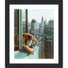 imageKate and Laurel Framed Wall Art Print Urban Tiger Overlooking Manhattan by Michael Schauer 35 x 43 Oliver Black Narrow Frame Industrial Urban Animals Cityscapes Art for Wall Decor27L x 23W