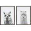 imageKate and Laurel Sylvie Alpaca Portrait and Hairy Alpaca Framed Canvas Wall Art by Simon Te of Tai Prints 18x24 Gray Adorable Animal Art Decor