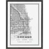 imageKate and Laurel Sylvie Chicago Modern Map Framed Canvas Wall Art by Jake Goossen 18x24 Gray Decorative Map Art for Wall