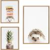 imageKate and Laurel Sylvie Hedgehog Hedgehog Donuts and Hedgehog Pineapple Framed Canvas Wall Art Set by Amy Peterson Art Studio 3 Piece Set Natural Cute Animal Art for Wall