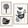 imageKate and Laurel Sylvie Trio Linocut Love Tree Linocut and Over the Cloud Linocut Framed Canvas Wall Art Set by Giuliana Lazzerini 3 Piece Set Natural Black and White Natural Art for Gallery Wall